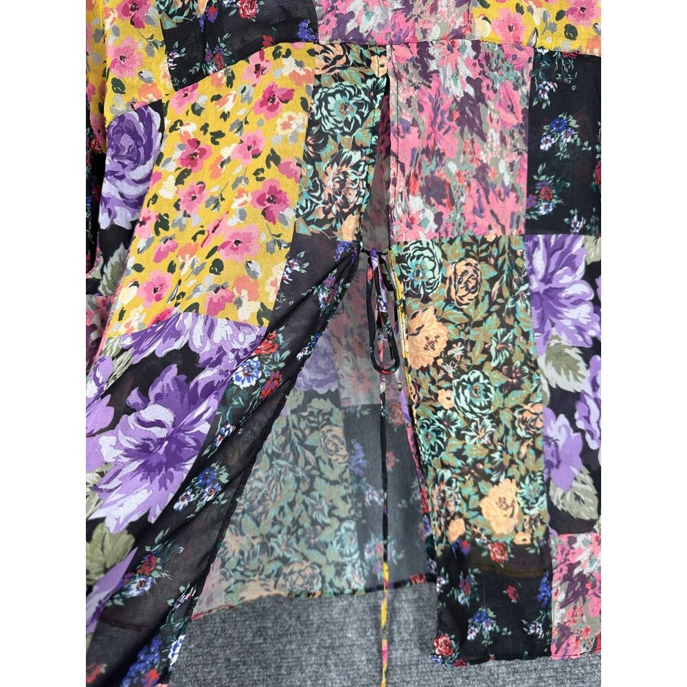 Zara Floral Print The Amelie Shirt‎ Small Patchwork Sheer Flowy Cottage Boho - Picture 10 of 11